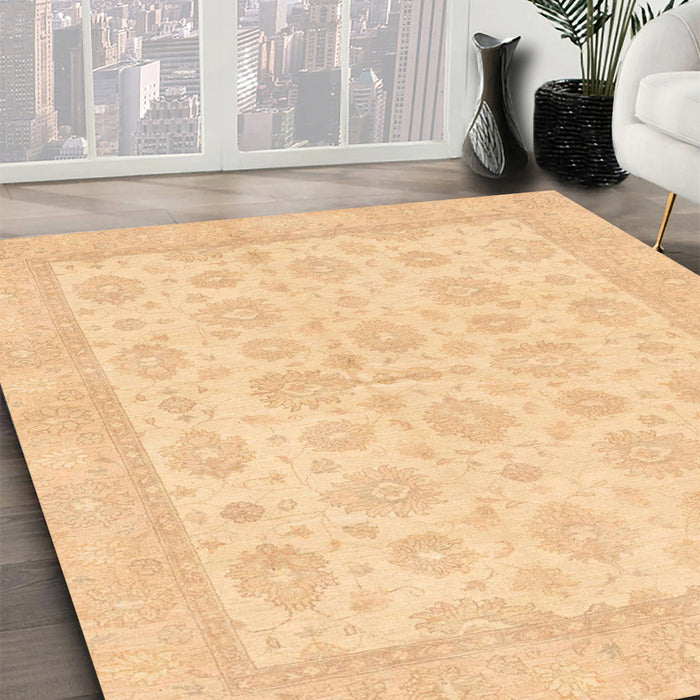 Machine Washable Abstract Mustard Yellow Rug in a Family Room, wshabs3867
