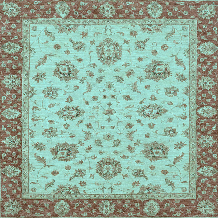 Square Machine Washable Oriental Light Blue Traditional Rug, wshabs3868lblu