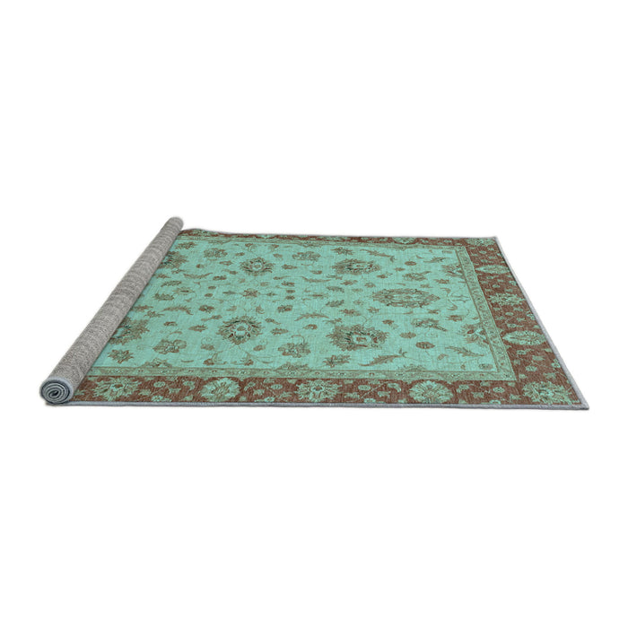 Sideview of Machine Washable Oriental Light Blue Traditional Rug, wshabs3868lblu