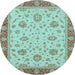 Round Oriental Light Blue Traditional Rug, abs3868lblu