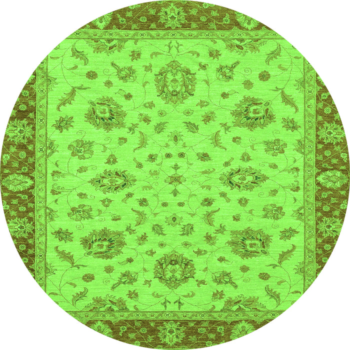 Round Oriental Green Traditional Rug, abs3868grn