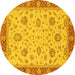 Round Oriental Yellow Traditional Rug, abs3868yw