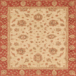 Square Abstract Orange Red Oriental Rug, abs3868