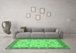 Machine Washable Oriental Emerald Green Traditional Area Rugs in a Living Room,, wshabs3868emgrn