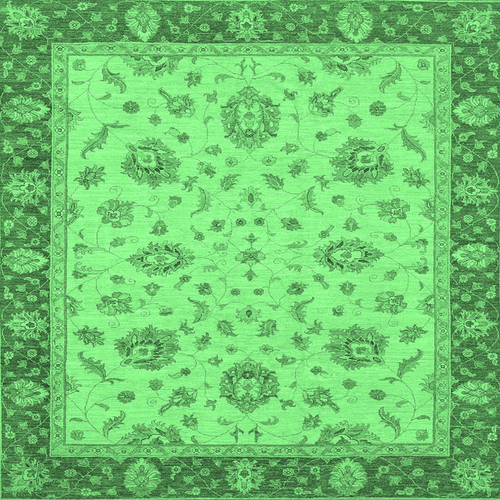 Square Machine Washable Oriental Emerald Green Traditional Area Rugs, wshabs3868emgrn