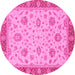 Round Oriental Pink Traditional Rug, abs3868pnk