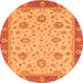 Round Machine Washable Oriental Orange Traditional Area Rugs, wshabs3868org