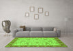 Machine Washable Oriental Green Traditional Area Rugs in a Living Room,, wshabs3868grn