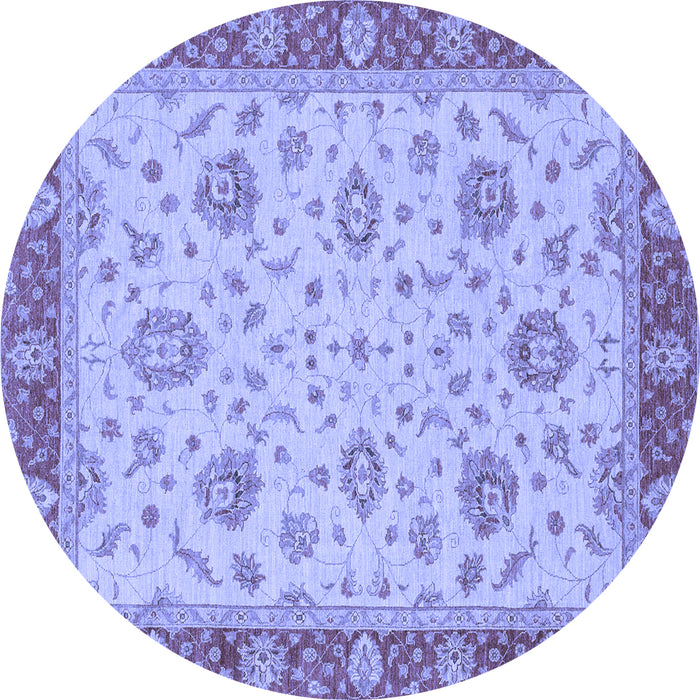 Round Machine Washable Oriental Blue Traditional Rug, wshabs3868blu