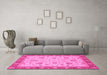 Machine Washable Oriental Pink Traditional Rug in a Living Room, wshabs3868pnk