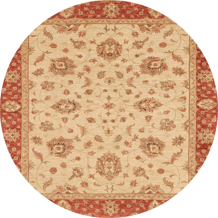 Round Machine Washable Abstract Orange Red Rug, wshabs3868