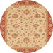 Round Machine Washable Abstract Orange Red Rug, wshabs3868