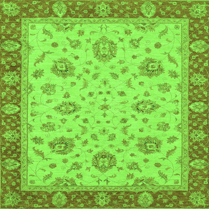 Square Machine Washable Oriental Green Traditional Area Rugs, wshabs3868grn