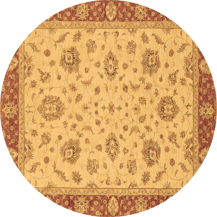 Round Oriental Brown Traditional Rug, abs3868brn