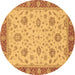 Round Oriental Brown Traditional Rug, abs3868brn