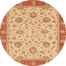 Round Abstract Orange Red Oriental Rug, abs3868