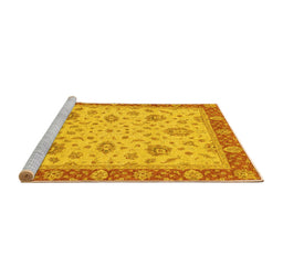 Sideview of Machine Washable Oriental Yellow Traditional Rug, wshabs3868yw