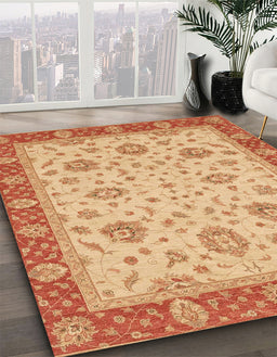 Machine Washable Abstract Orange Red Rug in a Family Room, wshabs3868