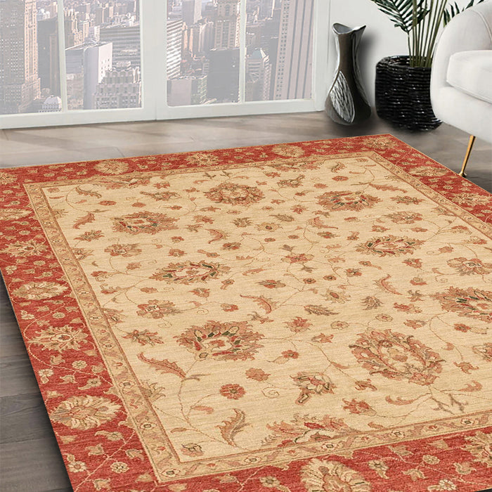 Machine Washable Abstract Orange Red Rug in a Family Room, wshabs3868
