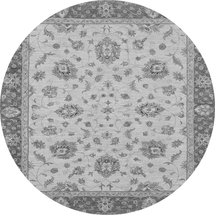 Round Machine Washable Oriental Gray Traditional Rug, wshabs3868gry