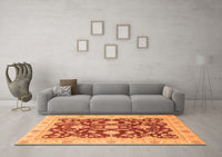 Machine Washable Oriental Orange Traditional Rug, wshabs3869org