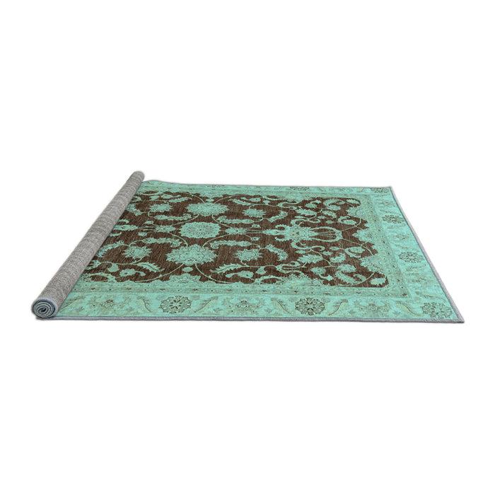 Sideview of Machine Washable Oriental Light Blue Traditional Rug, wshabs3869lblu