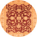 Round Oriental Orange Traditional Rug, abs3869org