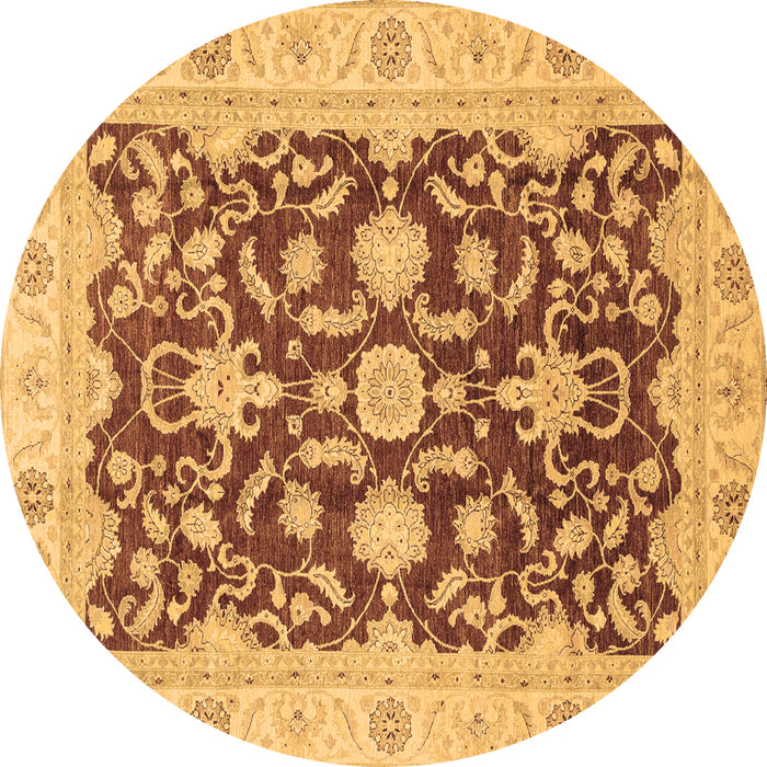 Round Machine Washable Oriental Brown Traditional Rug, wshabs3869brn