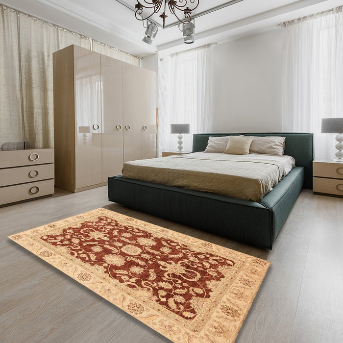 Machine Washable Abstract Red Rug in a Bedroom, wshabs3869