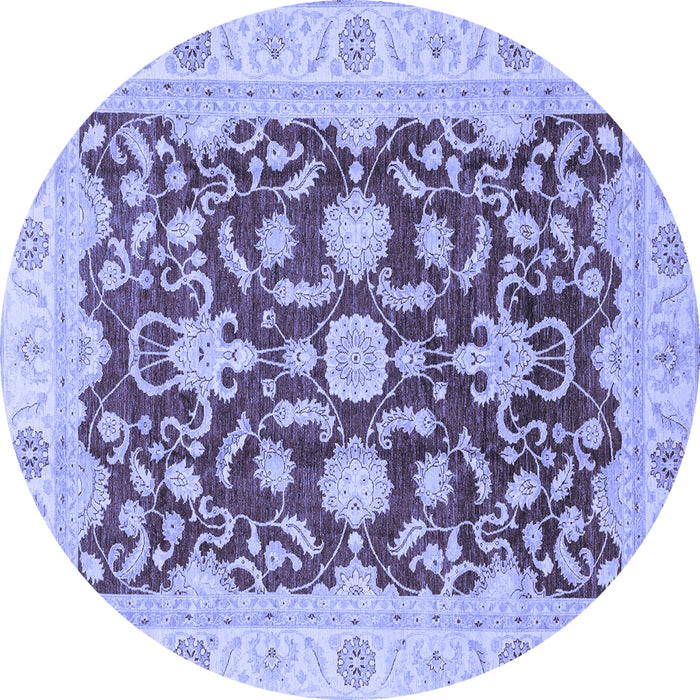 Round Machine Washable Oriental Blue Traditional Rug, wshabs3869blu