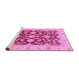 Sideview of Machine Washable Oriental Pink Traditional Rug, wshabs3869pnk