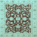 Square Oriental Light Blue Traditional Rug, abs3869lblu