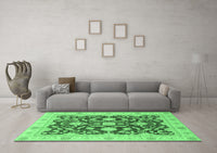 Machine Washable Oriental Emerald Green Traditional Rug, wshabs3869emgrn