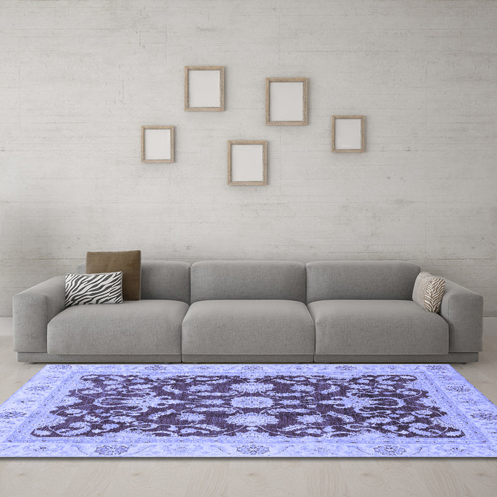 Machine Washable Oriental Blue Traditional Rug in a Living Room, wshabs3869blu