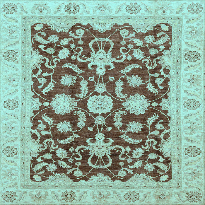Square Machine Washable Oriental Light Blue Traditional Rug, wshabs3869lblu