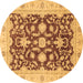 Round Oriental Brown Traditional Rug, abs3869brn