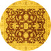 Round Oriental Yellow Traditional Rug, abs3869yw