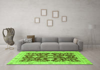 Machine Washable Oriental Green Traditional Rug, wshabs3869grn