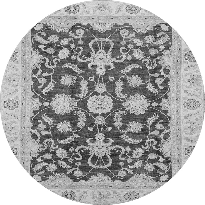 Round Oriental Gray Traditional Rug, abs3869gry