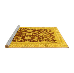 Sideview of Machine Washable Oriental Yellow Traditional Rug, wshabs3869yw