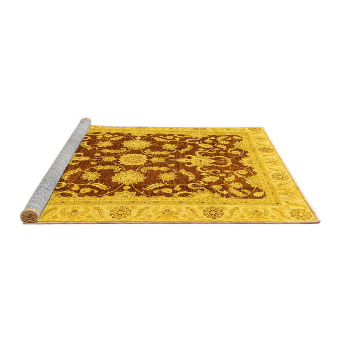 Sideview of Machine Washable Oriental Yellow Traditional Rug, wshabs3869yw