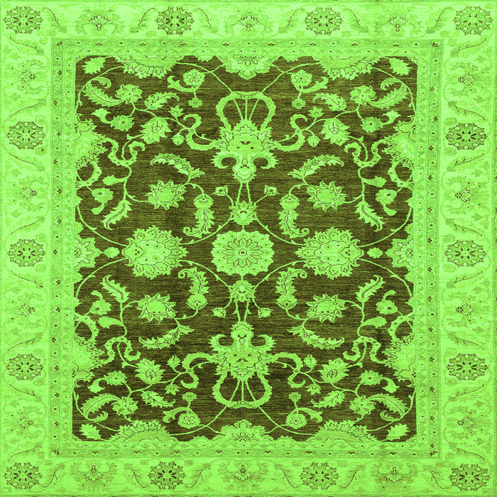 Square Machine Washable Oriental Green Traditional Area Rugs, wshabs3869grn