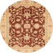 Round Abstract Red Oriental Rug, abs3869