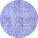 Round Abstract Blue Modern Rug, abs386blu