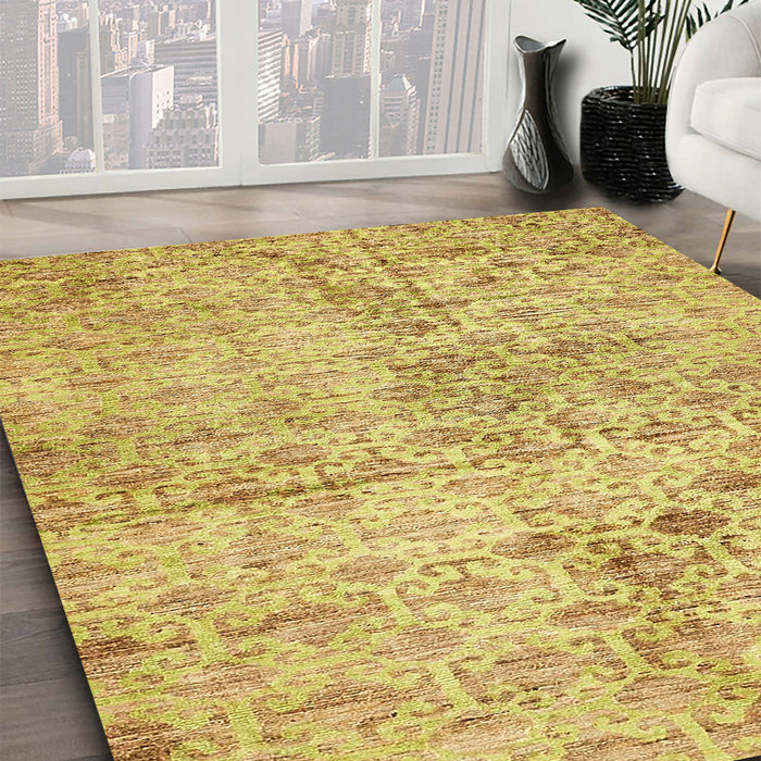 Machine Washable Abstract Cinnamon Brown Rug in a Family Room, wshabs386