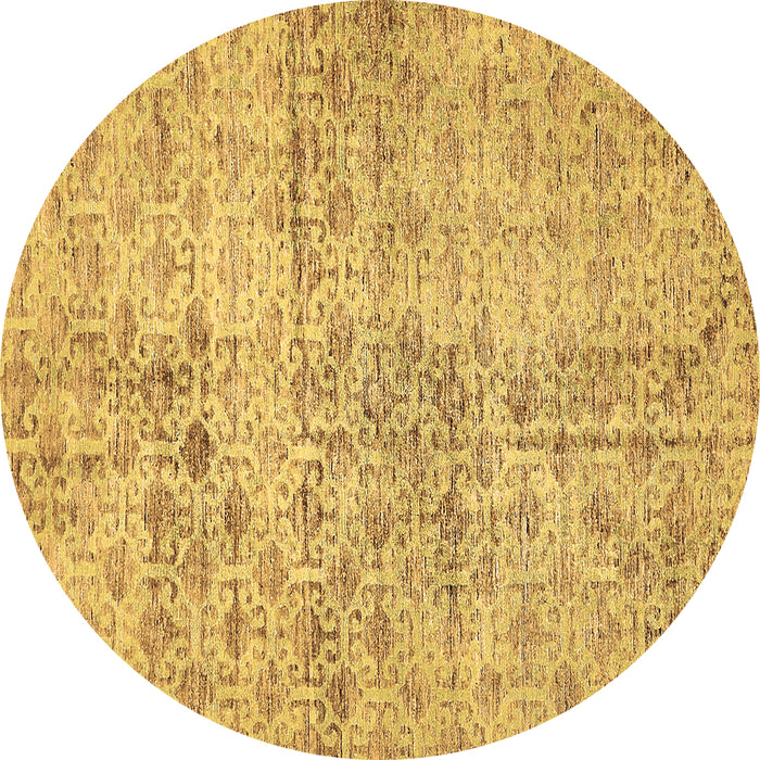Round Machine Washable Abstract Brown Modern Rug, wshabs386brn