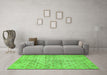 Machine Washable Abstract Green Modern Area Rugs in a Living Room,, wshabs386grn