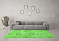 Machine Washable Abstract Green Modern Rug, wshabs386grn