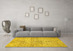 Machine Washable Abstract Yellow Modern Rug in a Living Room, wshabs386yw