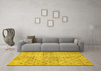 Machine Washable Abstract Yellow Modern Rug, wshabs386yw